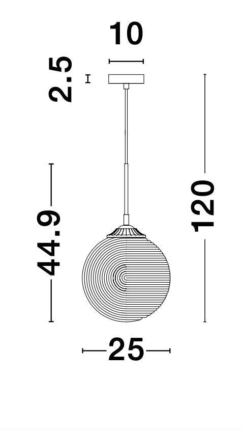 Suspension Athena dorée, verre (9191212)
