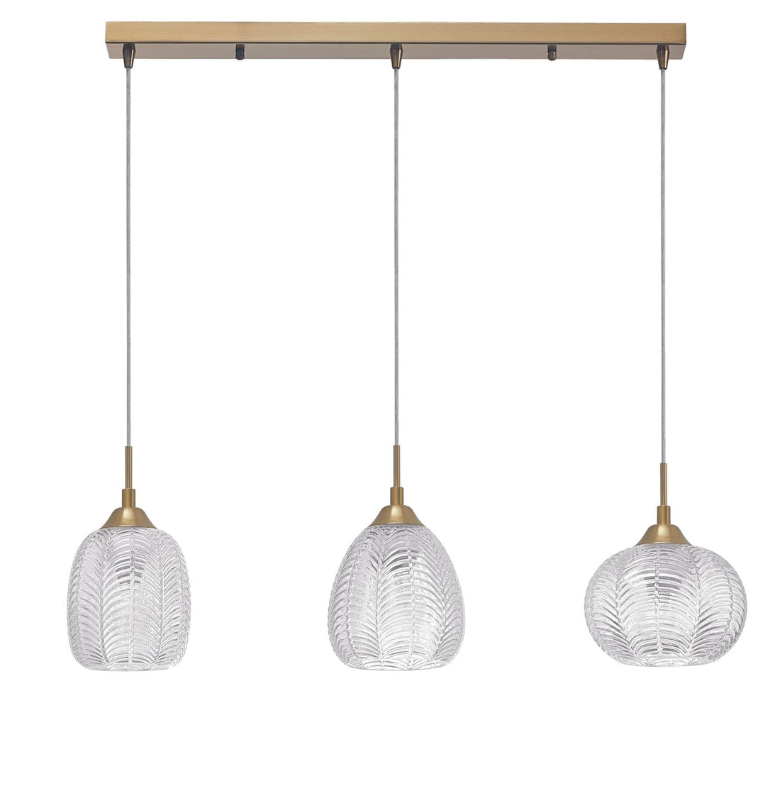 Suspension Vario 3 lumières dorée, verre (9191543)