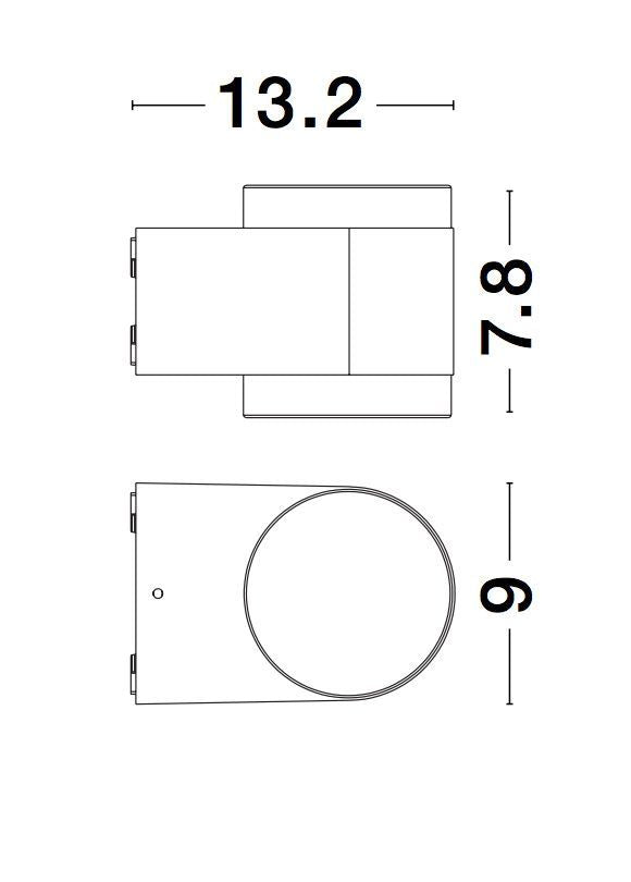 Schéma technique avec dimensions 13,2 7,8 et 9 centimètres