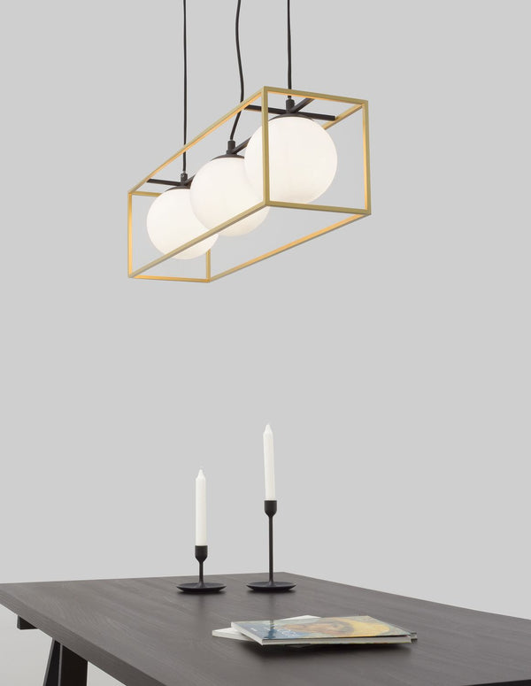 Suspension Juliet 3 lumières dorée, verre