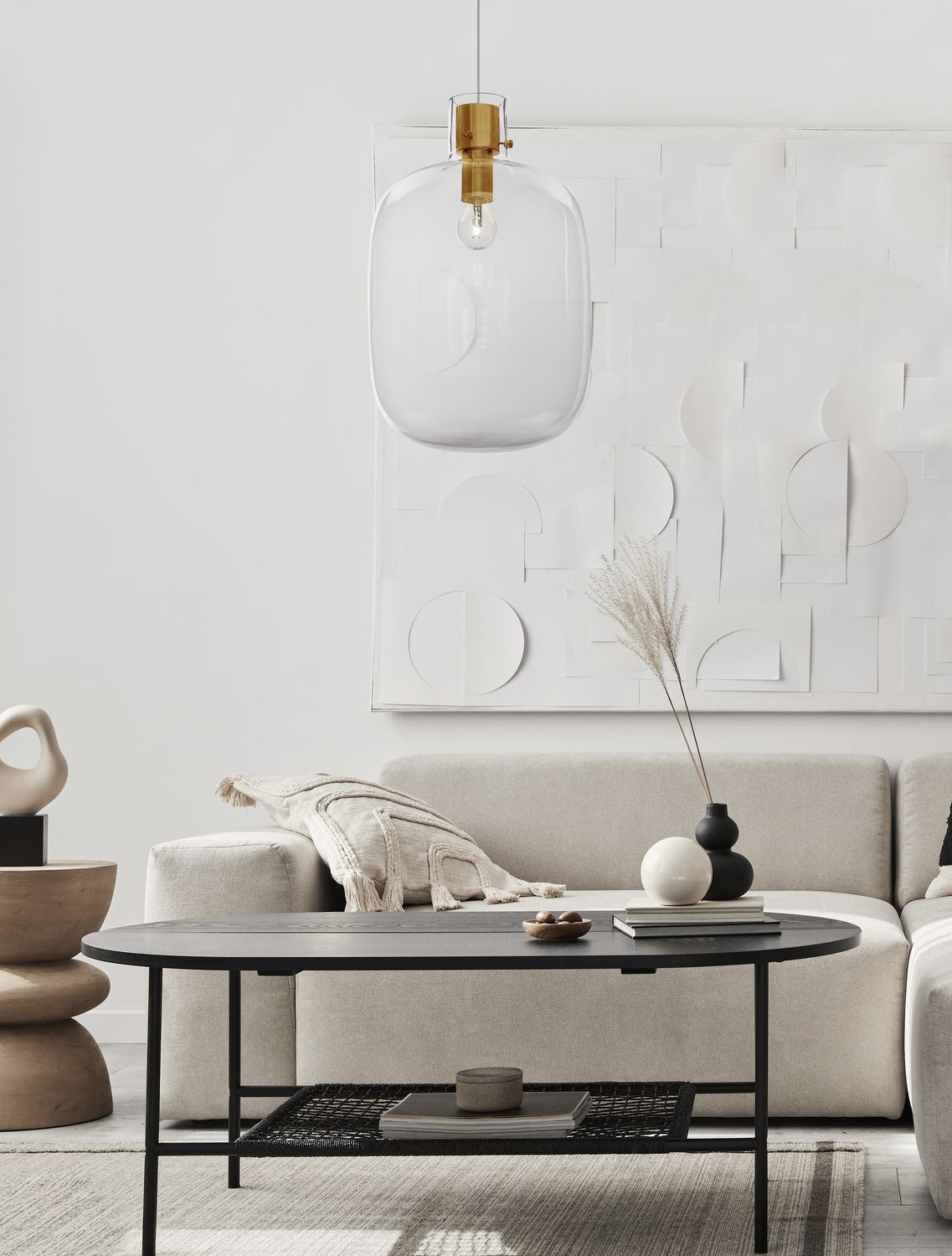 Suspension Cinzia dorée, verre, H 198 cm (9236630)