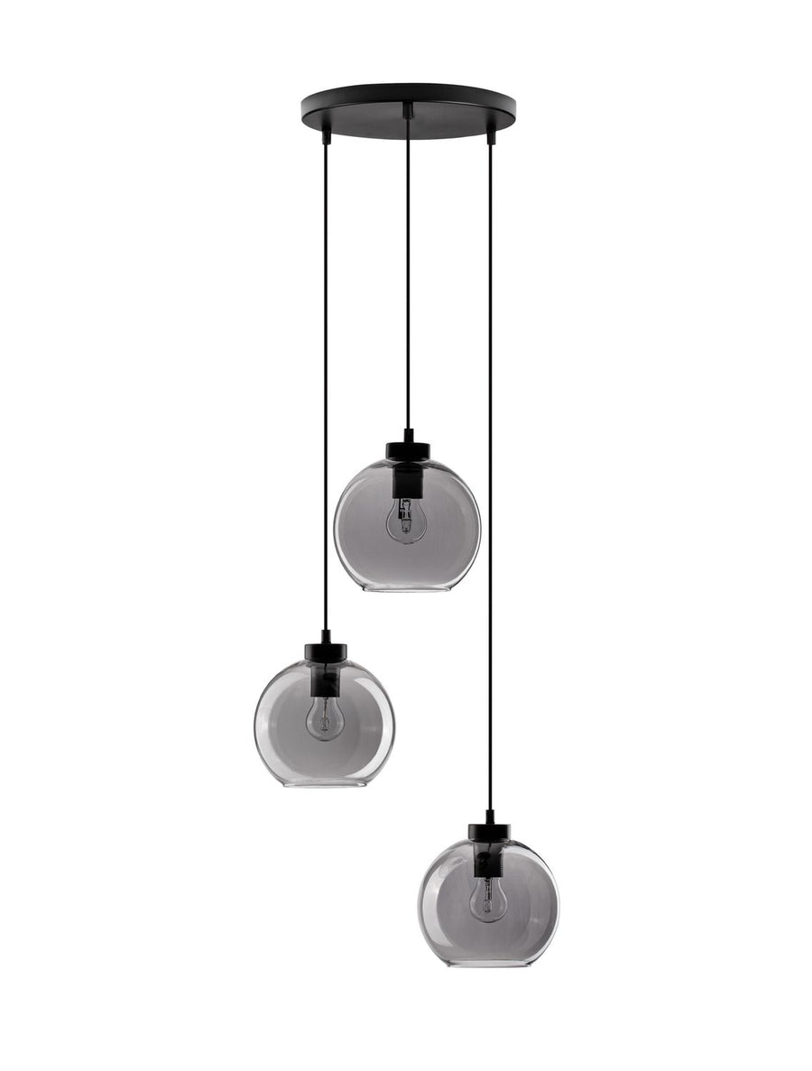 Suspension Palmer 3 lumières noire, verre (9241140)