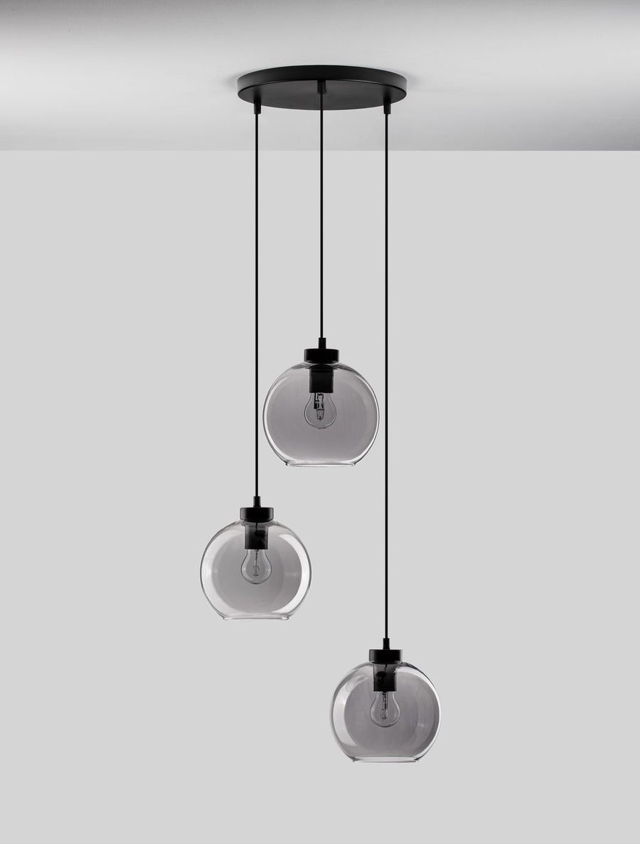 Suspension Palmer 3 lumières noire, verre (9241140)