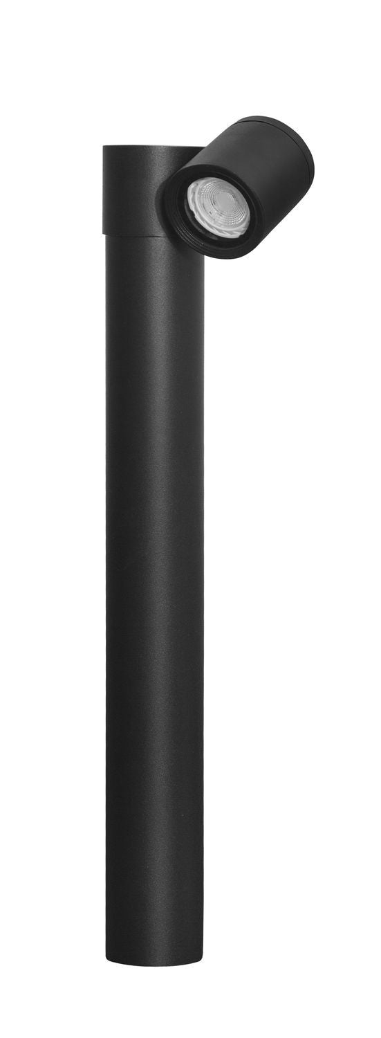 Détail du projecteur orientable noir et de sa lentille en verre strié.