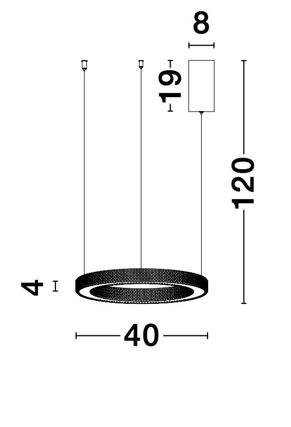 Schéma de dimensions indiquant diamètre, hauteur et longueur des câbles