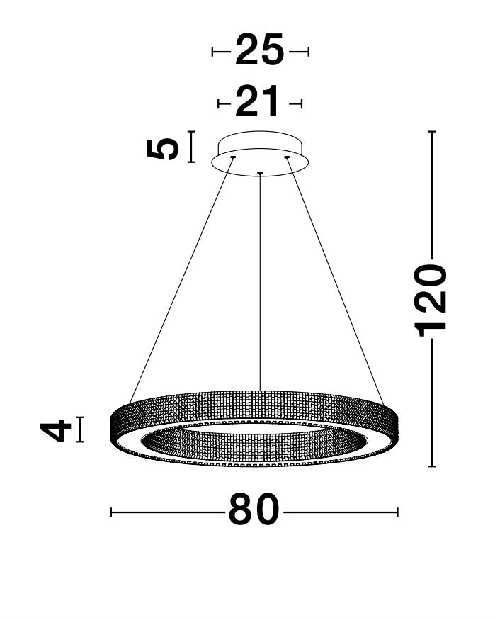 Schéma de dimensions cotées du luminaire anneau diamètre 80 cm