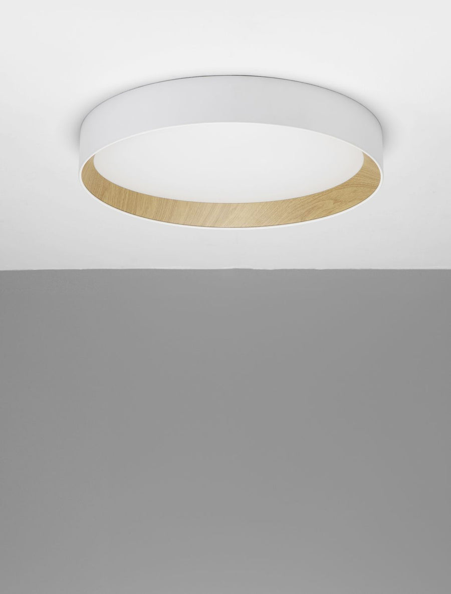Plafonnier Stake blanc, bois, Ø 60 cm