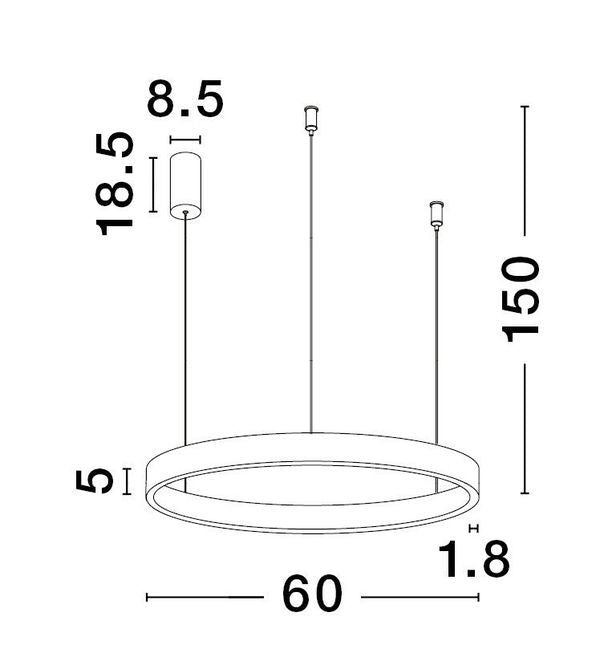 Suspension Elowen dorée, H 150 cm (9345661)