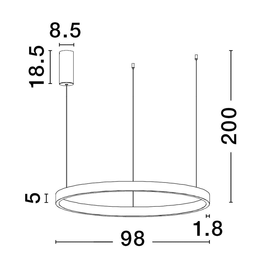 Suspension Elowen noire, H 200 cm