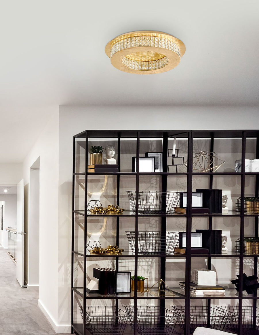 Plafonnier Zeffari doré, cristal