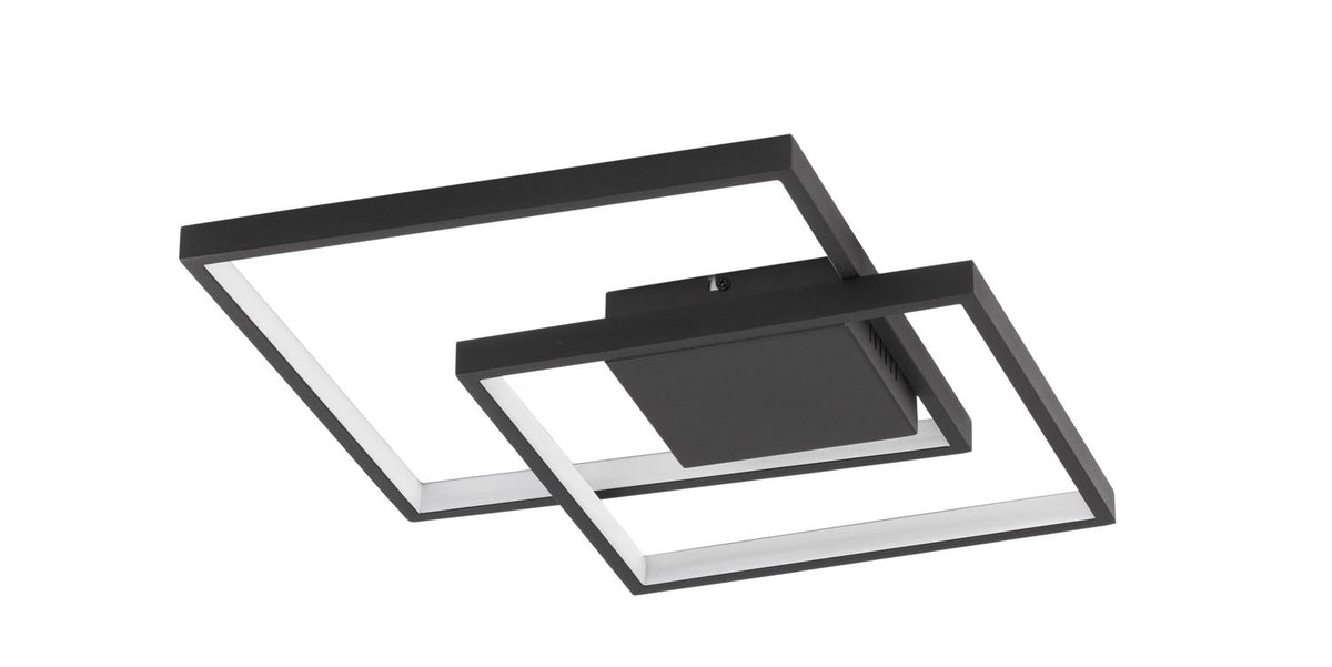 Vue en perspective sur fond blanc des deux cadres rectangulaires superposés