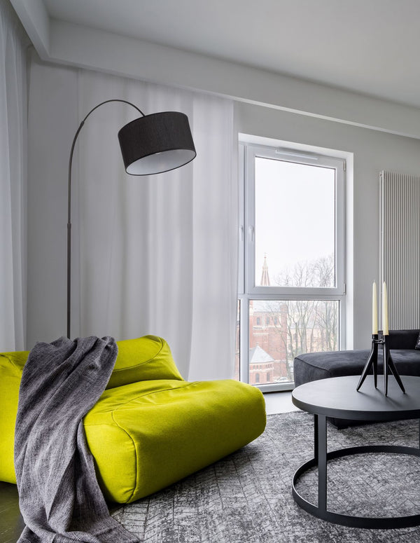 Lampadaire Sama noir, tissu