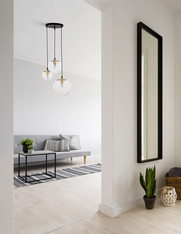 Suspension Mirale 3 lumières noire, verre