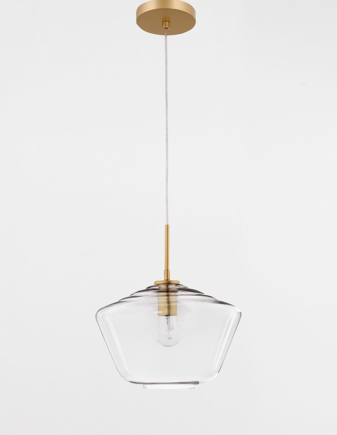 Vue d'ensemble du luminaire suspendu, abat-jour en verre transparent