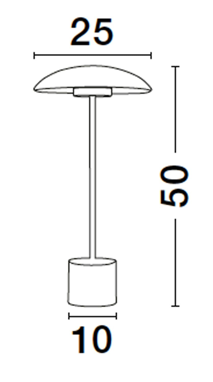 Schéma technique coté indiquant 25 cm de large, 50 cm de haut, 10 cm de base.