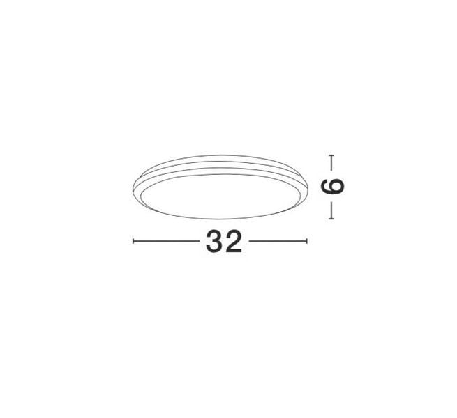Schéma coté indiquant 32 cm de diamètre et 6 cm de hauteur