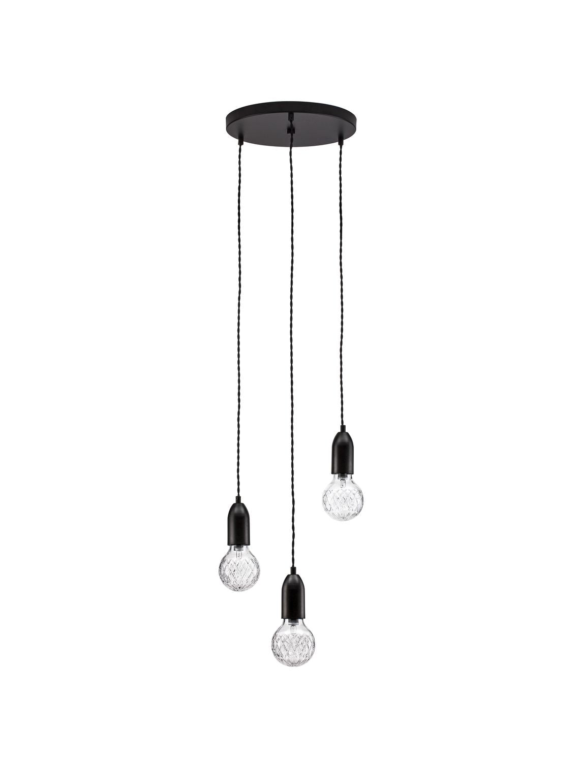 Suspension Veda 3 lumières noire, verre