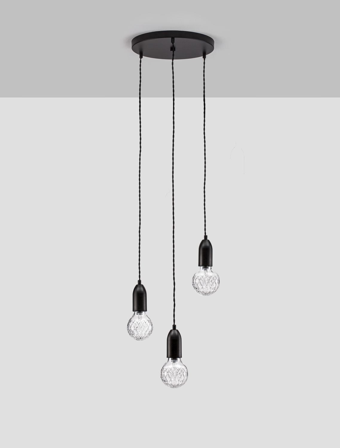 Suspension Veda 3 lumières noire, verre