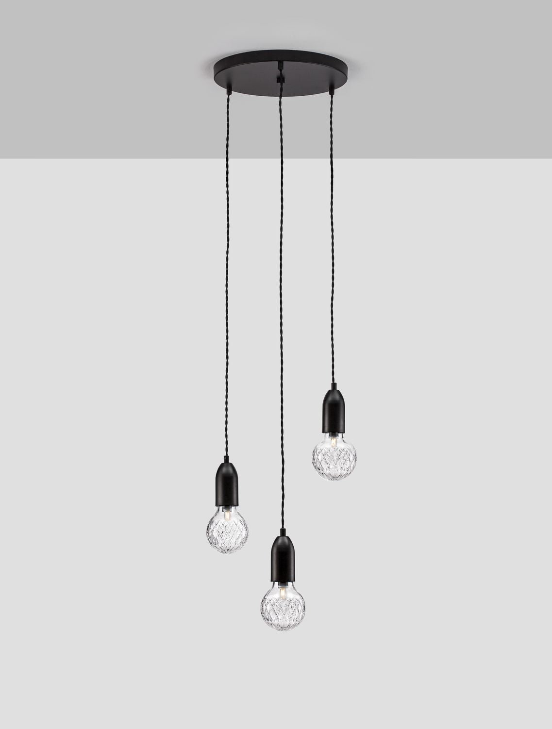 Suspension Veda 3 lumières noire, verre