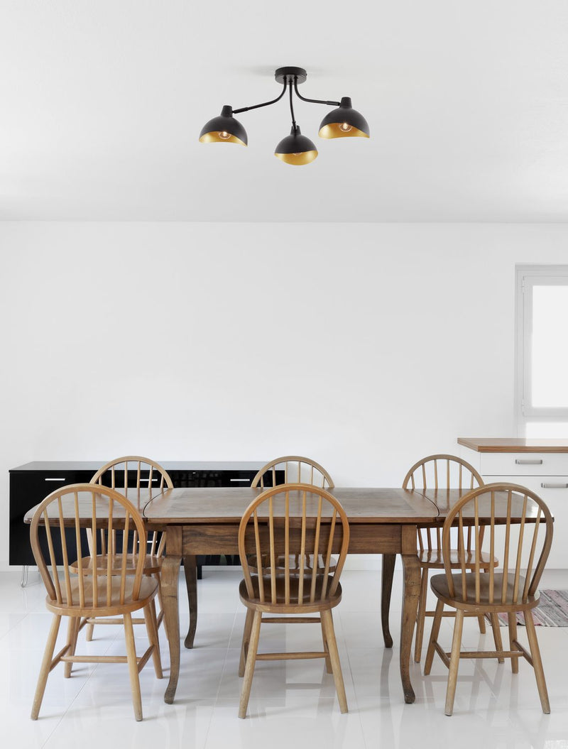Plafonnier Geti 3 lumières noir, Ø 15 cm