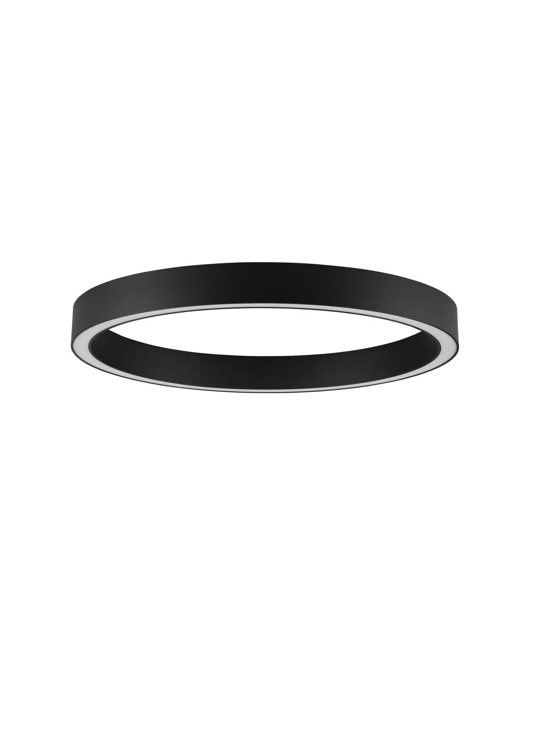 Vue produit sur fond blanc, plafonnier noir rond en perspective