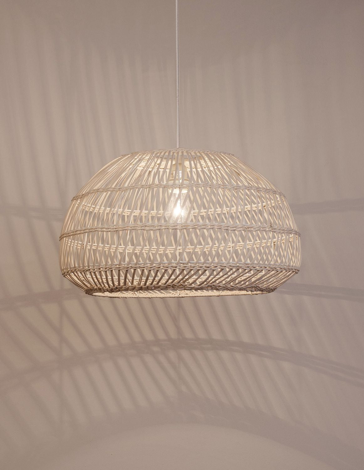 Suspension Melody crème, rotin