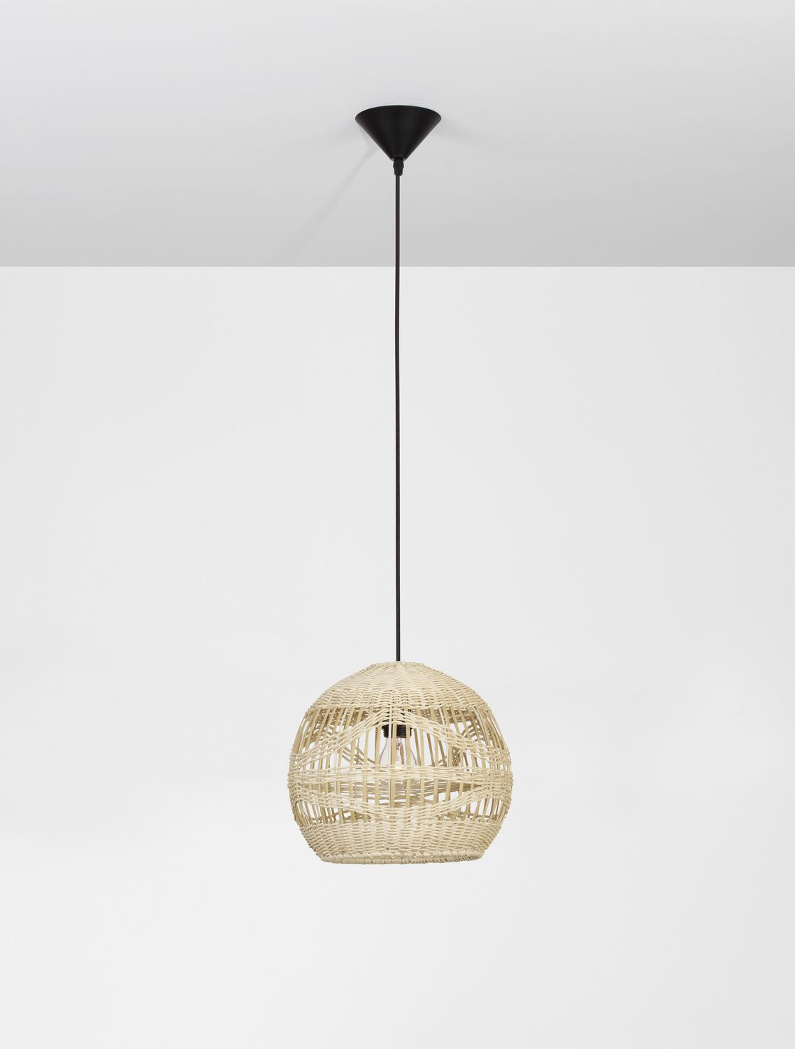 Suspension Marlo beige, rotin, H 195 cm