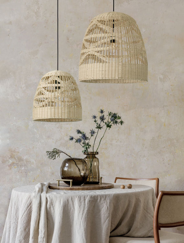 Suspension Marlo beige, rotin, H 200 cm