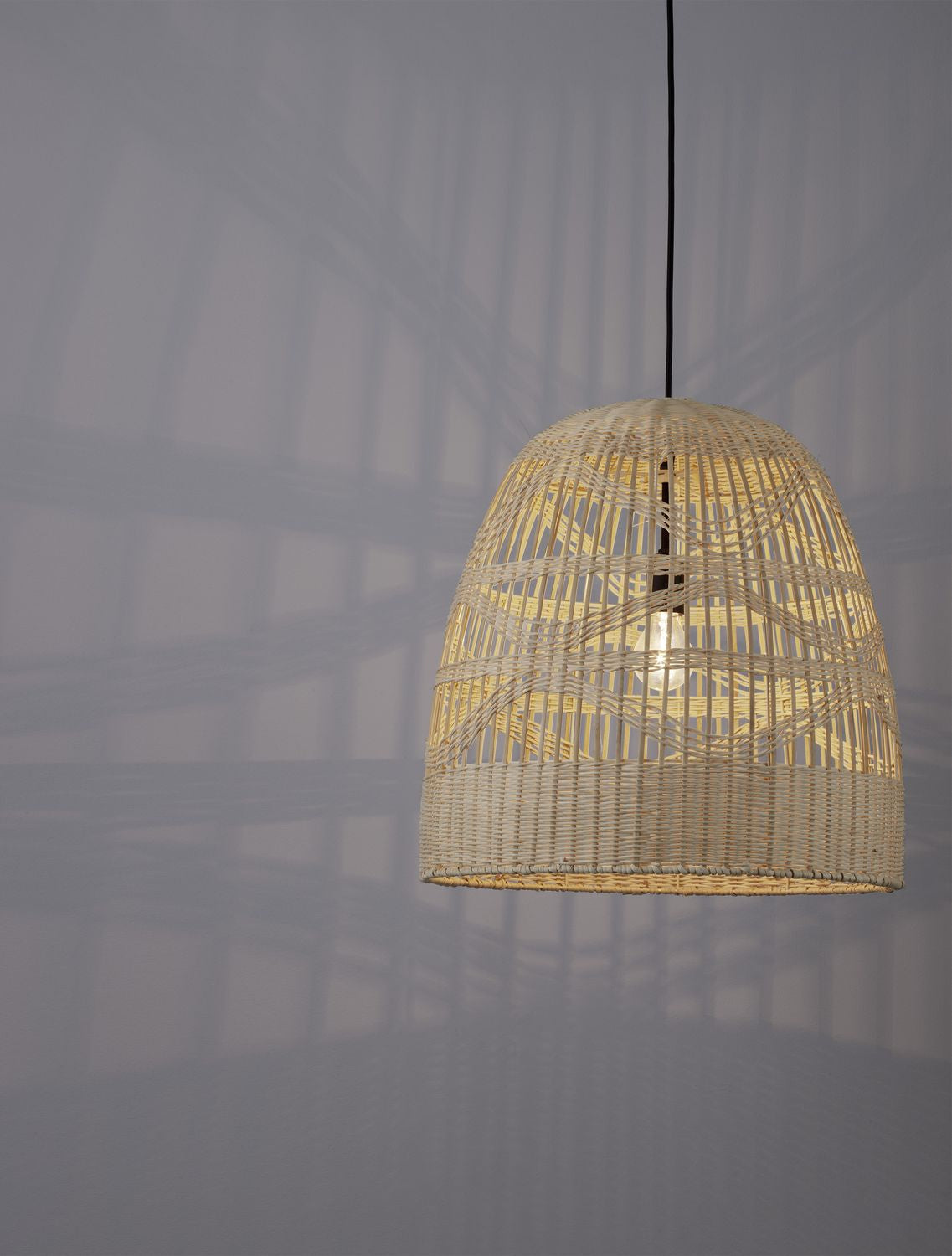 Suspension Marlo beige, rotin, H 200 cm