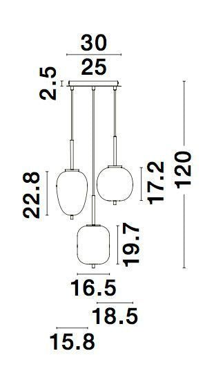 Suspension Lato 3 lumières noire, verre (9624078)