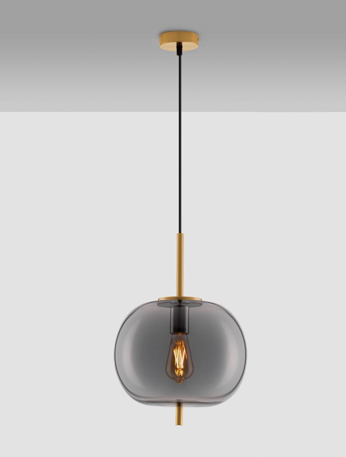 Suspension Lato dorée et fumée, verre (9624079)