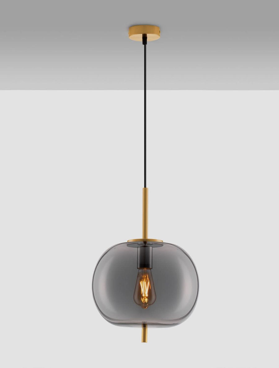 Suspension Lato dorée et fumée, verre (9624079)