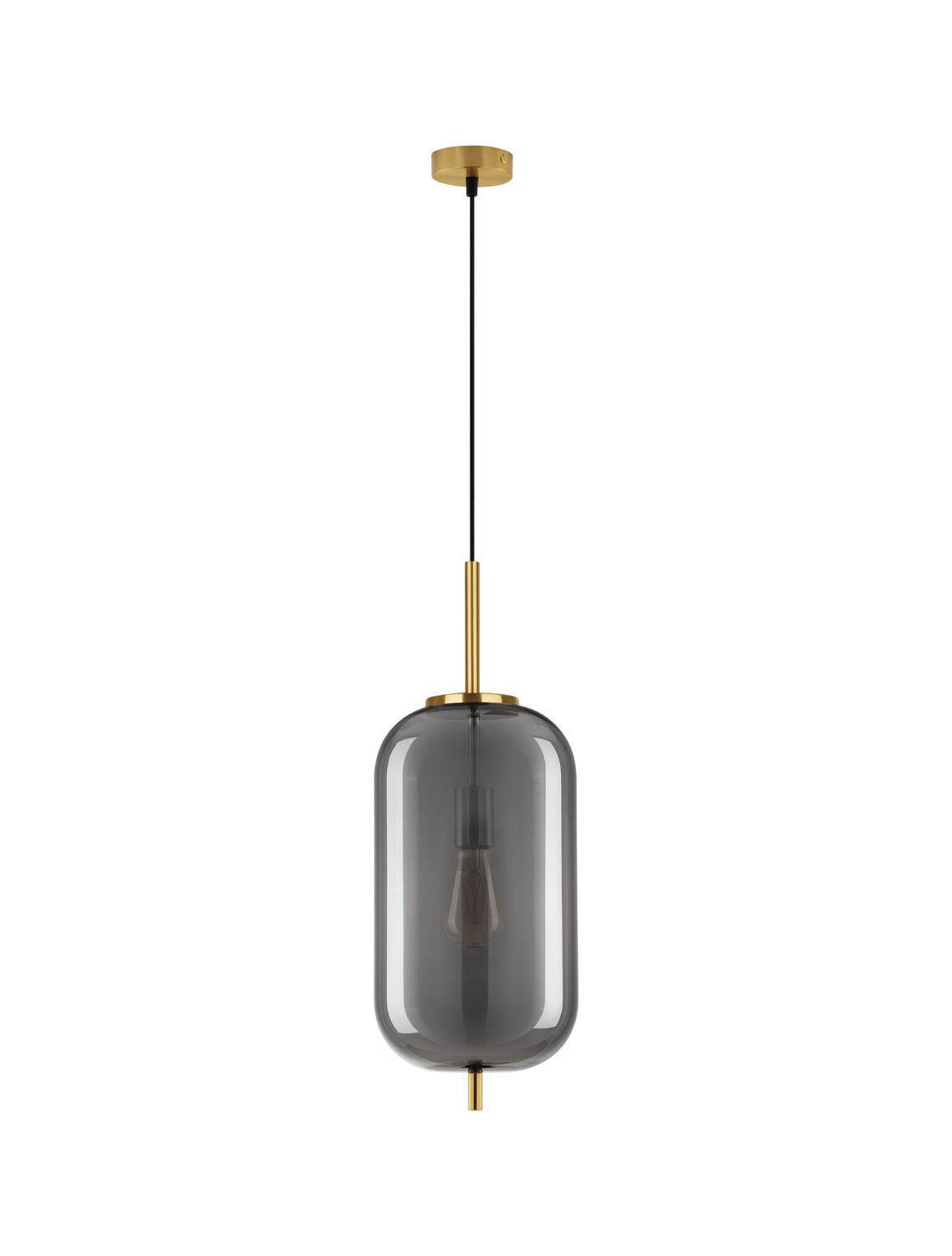 Vue de face du luminaire sur fond blanc avec câble et rosace