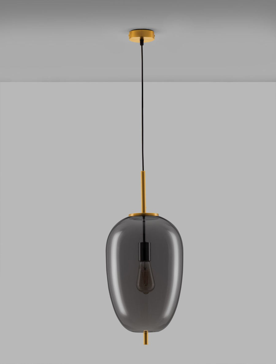 Vue d'ensemble du luminaire suspendu sur fond gris clair
