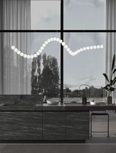 Suspension Perla chromée, verre, H 200 cm (9695206)