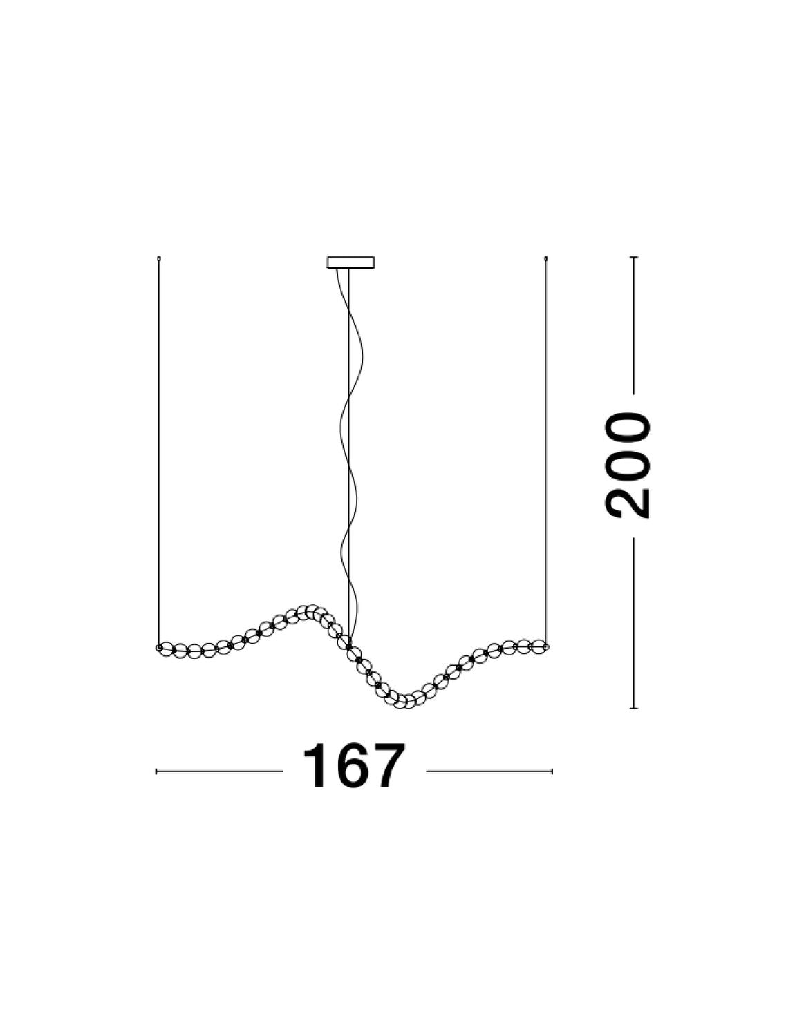 Suspension Perla chromée, verre, H 200 cm (9695206)
