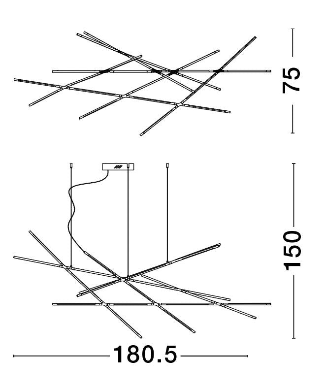 Suspension Raccio laiton, H 200 cm (9695215)