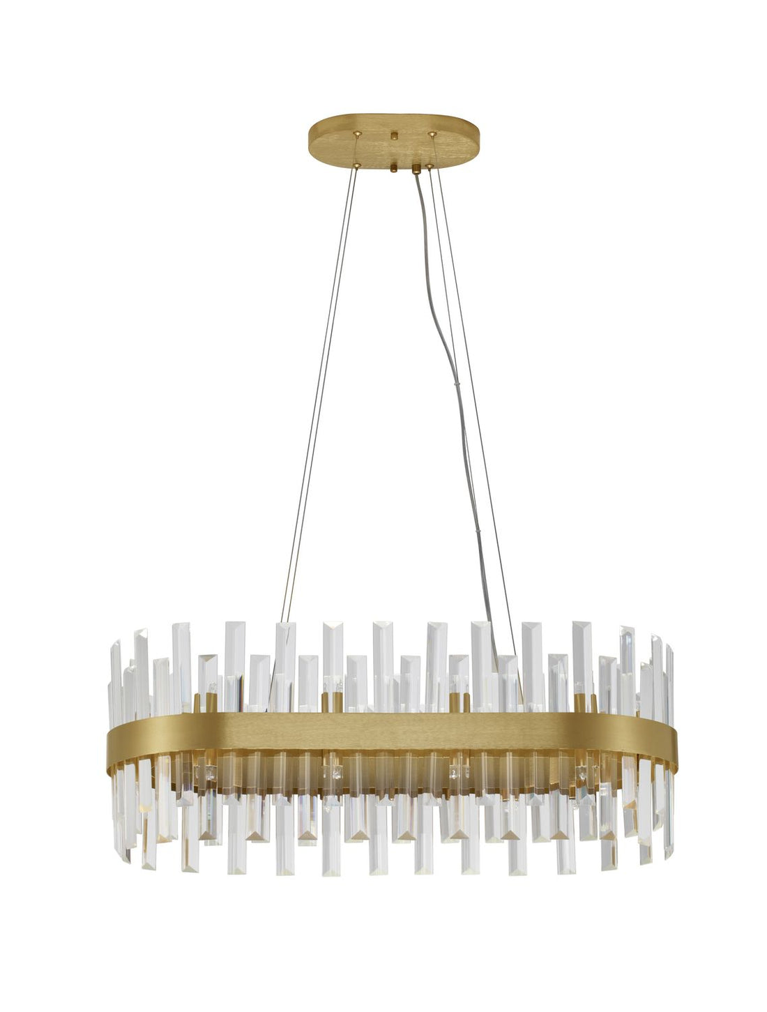 Suspension Crown 10 lumières dorée, cristal