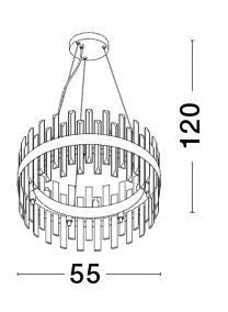 Suspension Crown 7 lumières dorée, cristal