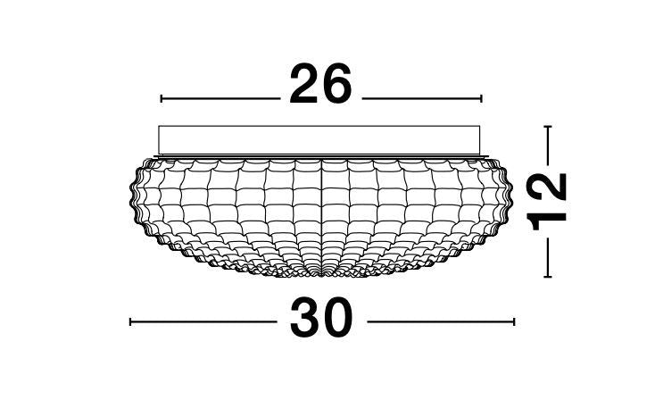 Schéma coté du plafonnier avec diamètre 30 cm et hauteur 12 cm
