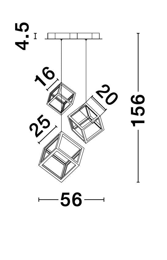 Suspension Gabbia noire, H 156 cm