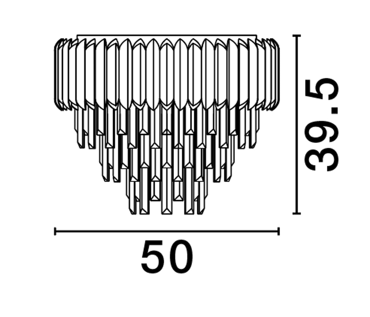 Schéma coté indiquant un diamètre de 50 cm et une hauteur de 39,5 cm