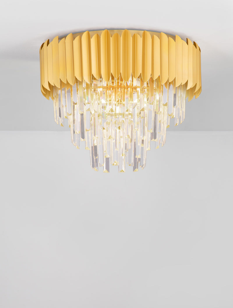 Plafonnier Magnolia 6 lumières doré, cristal (9824073)