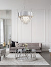 Suspension Magnolia 6 lumières chromée, cristal