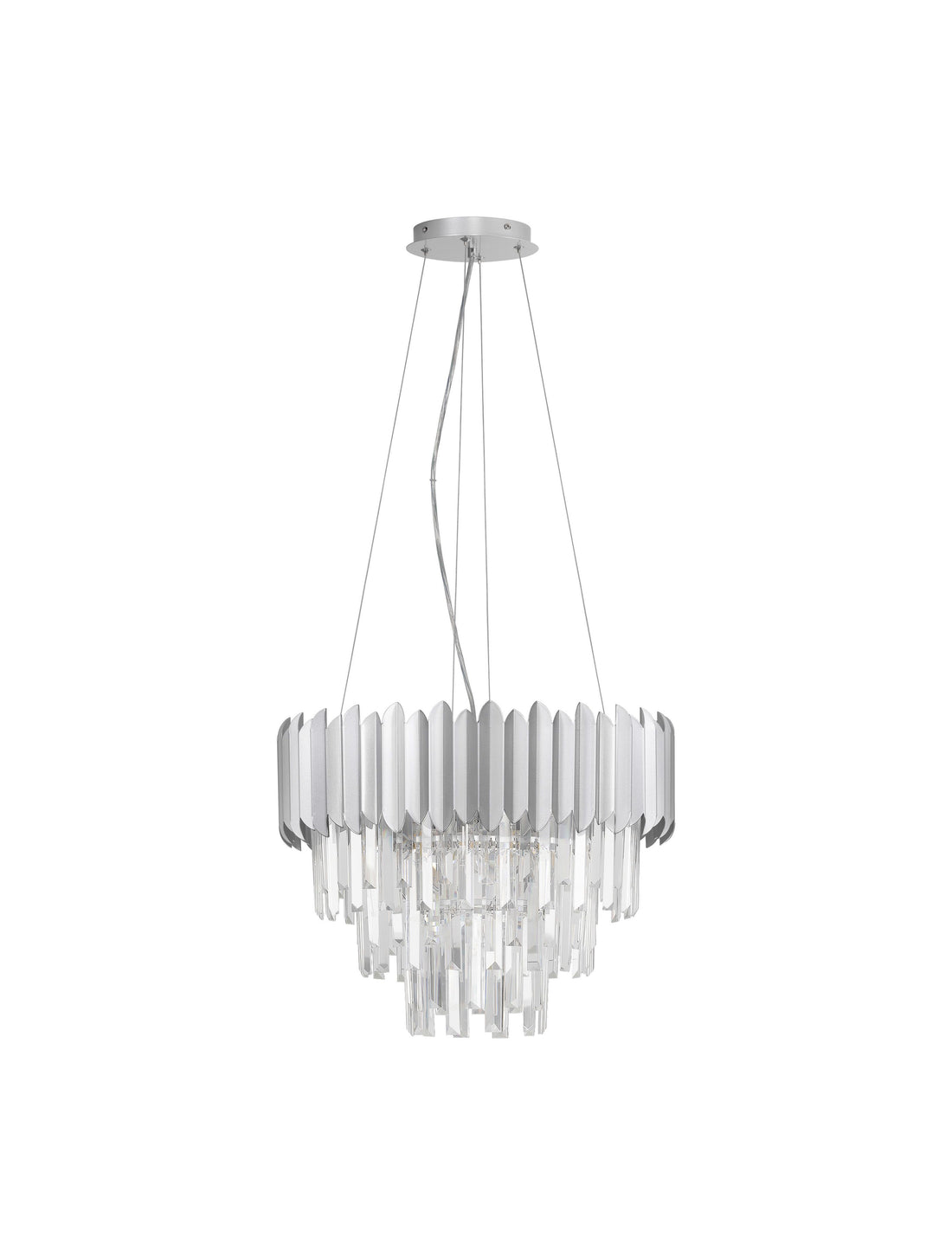 Suspension Magnolia 6 lumières chromée, cristal