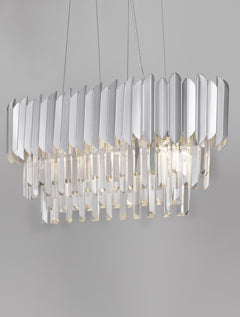 Suspension Magnolia 5 lumières chromée, cristal