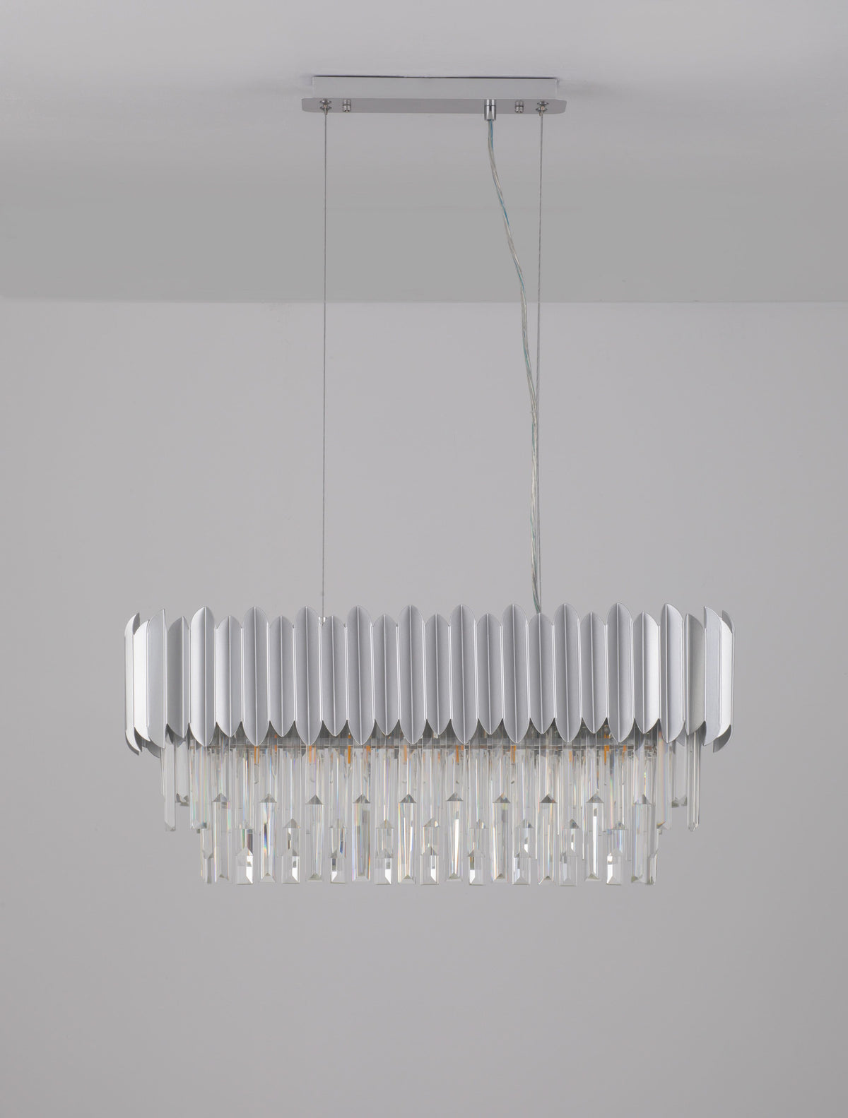 Suspension Magnolia 5 lumières chromée, cristal