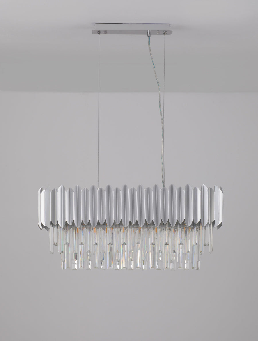 Suspension Magnolia 5 lumières chromée, cristal