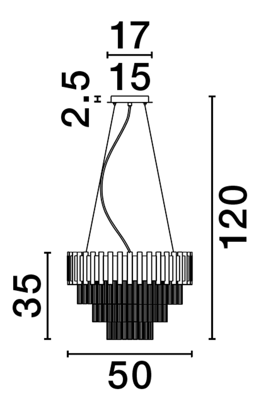 Suspension Magnolia 6 lumières dorée, cristal (9824081)