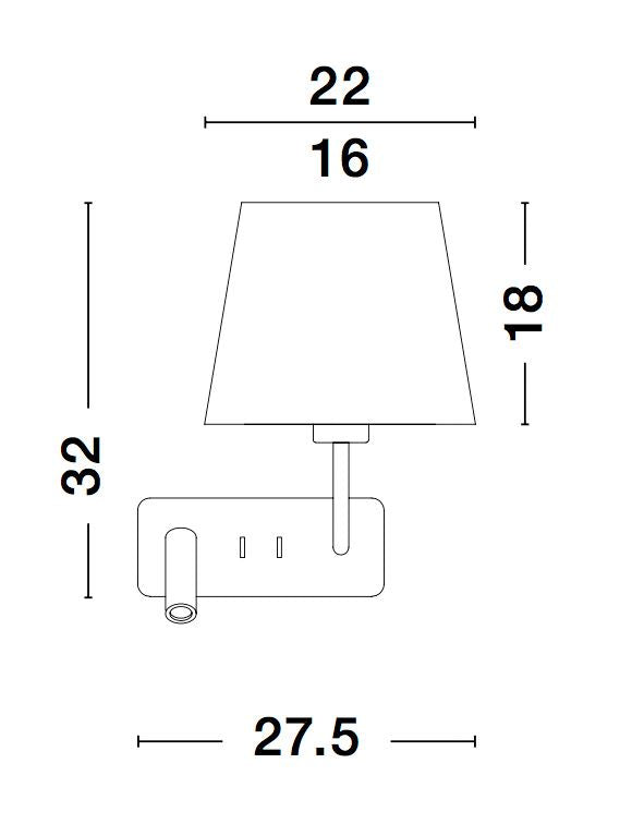 Applique murale Savona 2 lumières noire, tissu